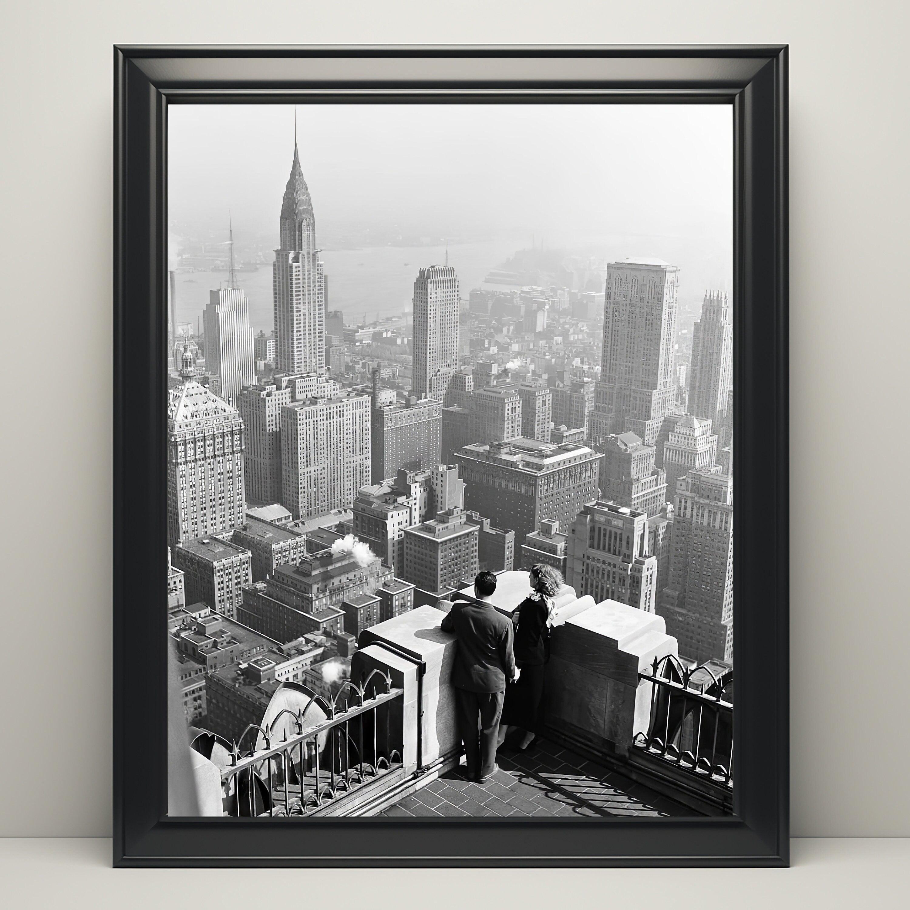 Chrysler Building Print, New York City Vintage Poster, Aesthetic Vintage Poster, Black And White Printable Photo, B&W, Travel Couple Gift