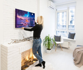 Colorful Winter Wonderland Oil Painting Wall Art | Northern Lights Landscape Decor | Panoramic Poster