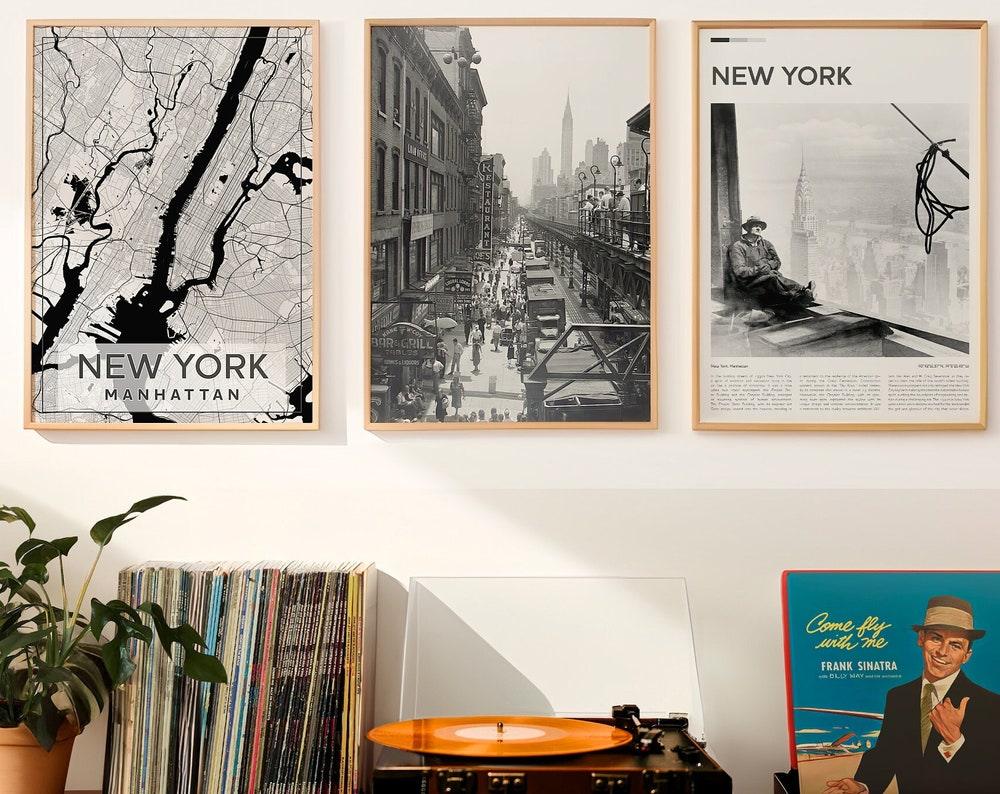 New York City Set of 3, Aesthetic Vintage Posters