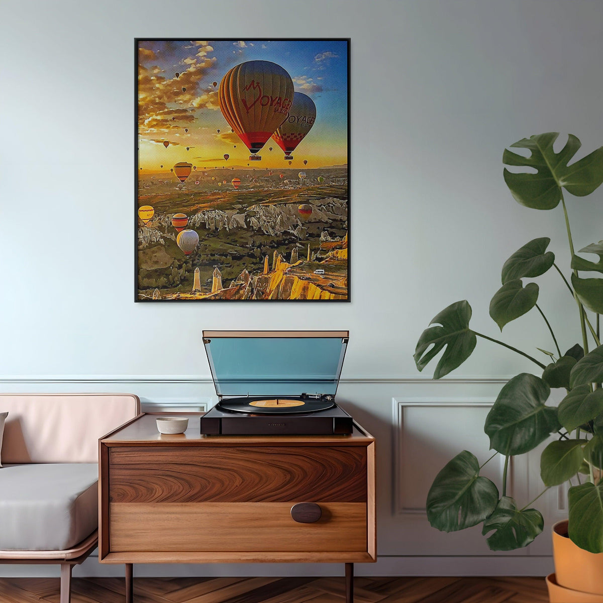 Balloon Travel Art, National Park Landscape, Turkey Colorful, Aesthetic Retro Poster, Poster Gift For Traveler, Sunset Sky Wall Decor