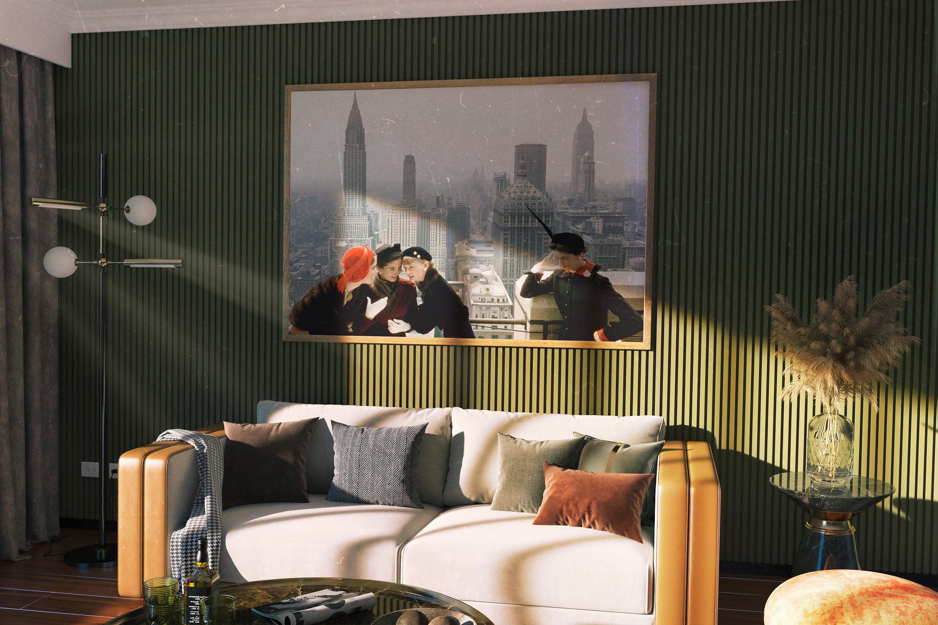 New York Vintage Printable, Fashion Models Poster, Aesthetic Old Photography, 1950s Print, Retro Wall Art Decor, Colorful Photo Restoration