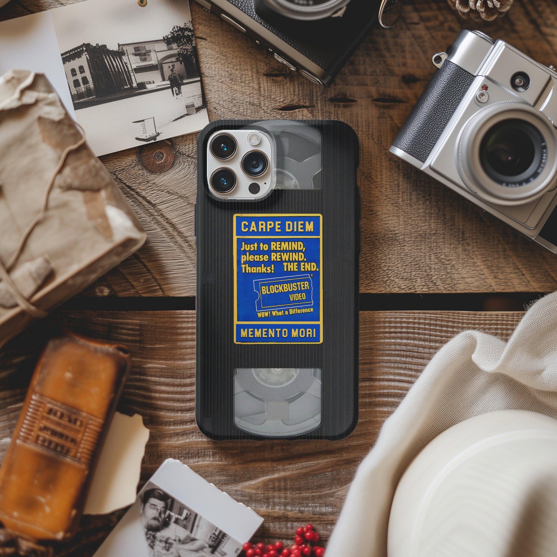 Blockbuster Video VHS Cassette Tape Phone Case, Motivational Movie Art, Memento Mori Poster, Retro iPhone Cover, 90s Nostalgia Gift