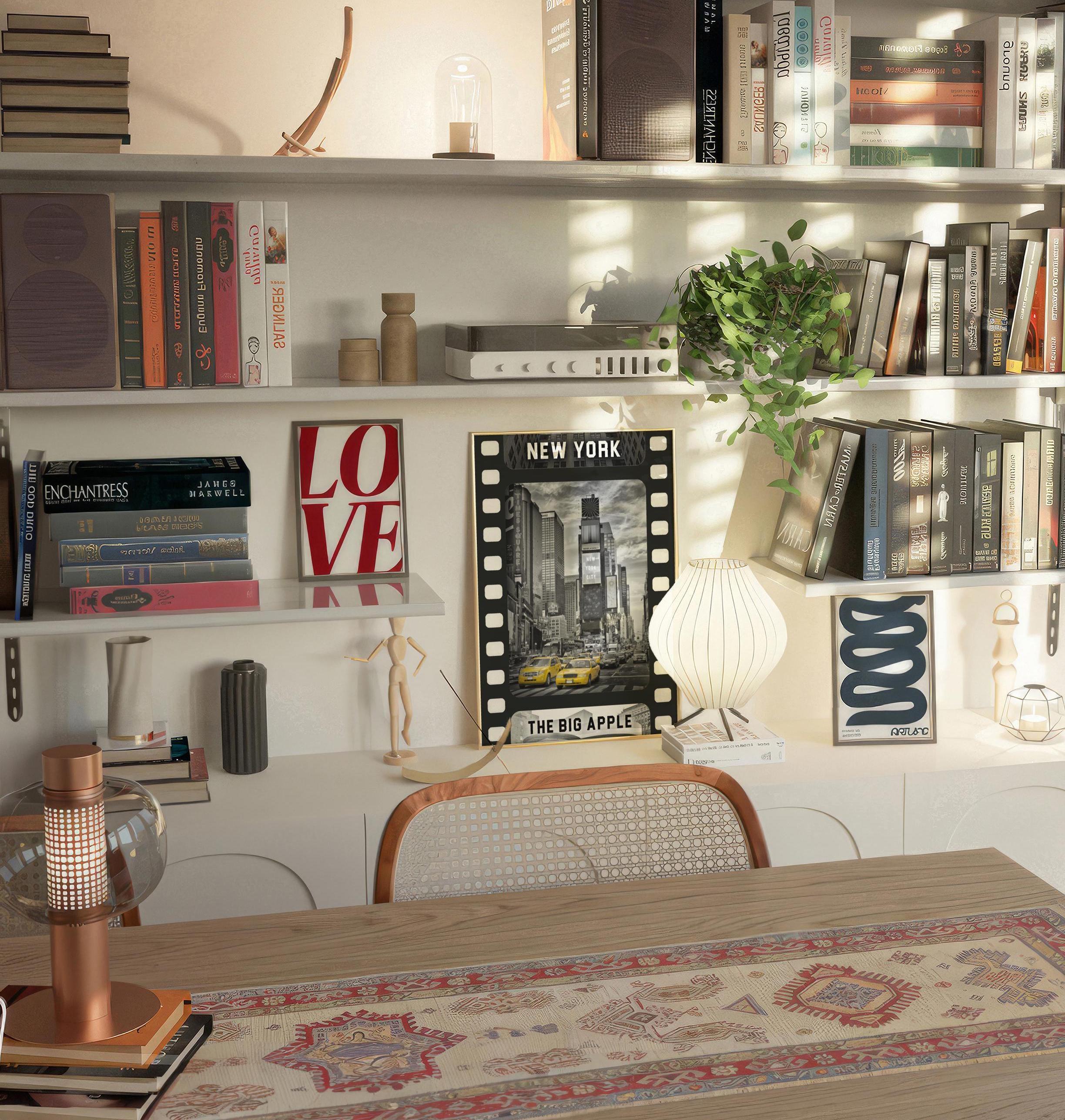 NYC Black & White Movie Tape Decor | Aesthetic Yellow Taxi Isolated Color | Poster