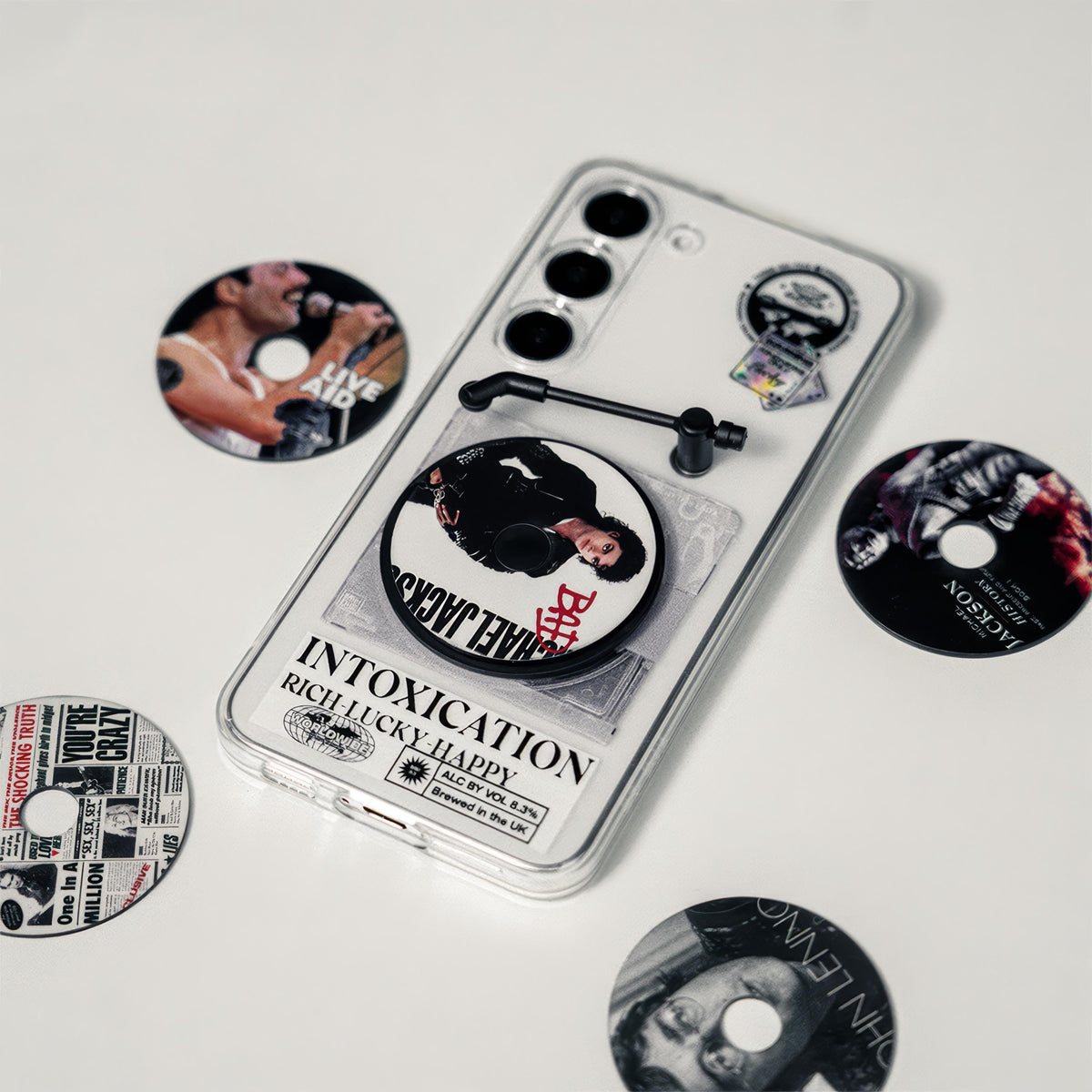 Rotating Vinyl Samsung Galaxy Case, UNIQUE Music Lover Gift, 90s Nostalgia Gift, DIY Vinyl Custom, Retro CD, Personalized Vintage Phone case