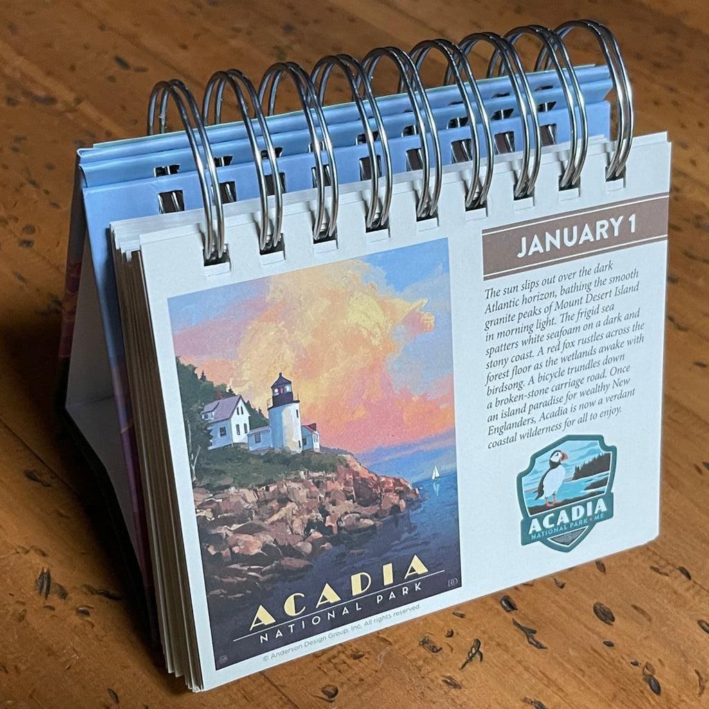 National Parks Perpetual Calendar, 365 Day Desk Calendar, Mini Decor Quotes, Learning Nature Art, Curiosity Artwork, Fun Fact - 2025 Planner