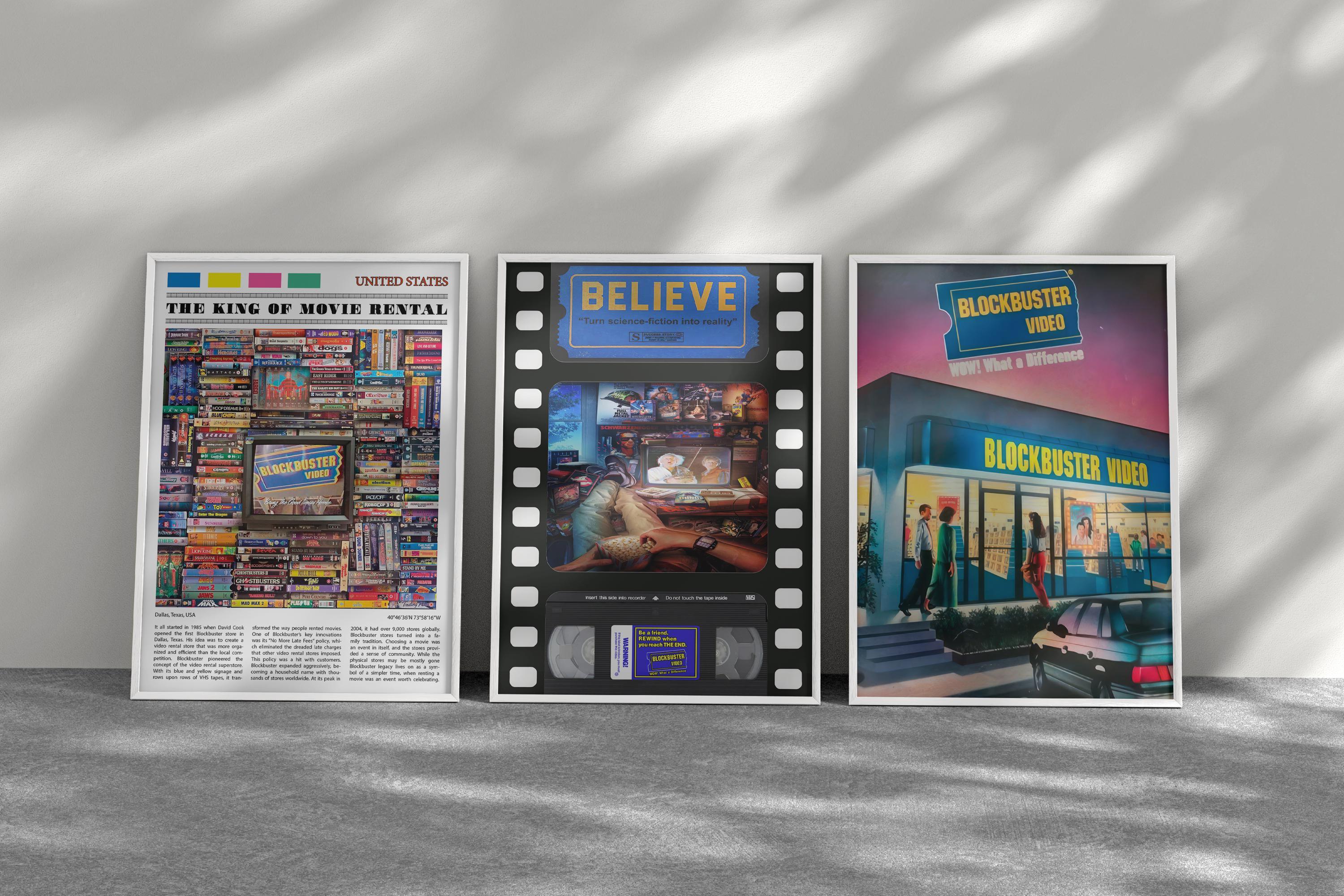 Blockbuster Video Set Of 3, 90s VHS, Film Collection Gift, Retro Movie Poster Collection, Nostalgia Collection, Aesthetic Retro Posters